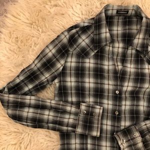 Plaid Flannel Shirt, Blue/ Gray, size XS